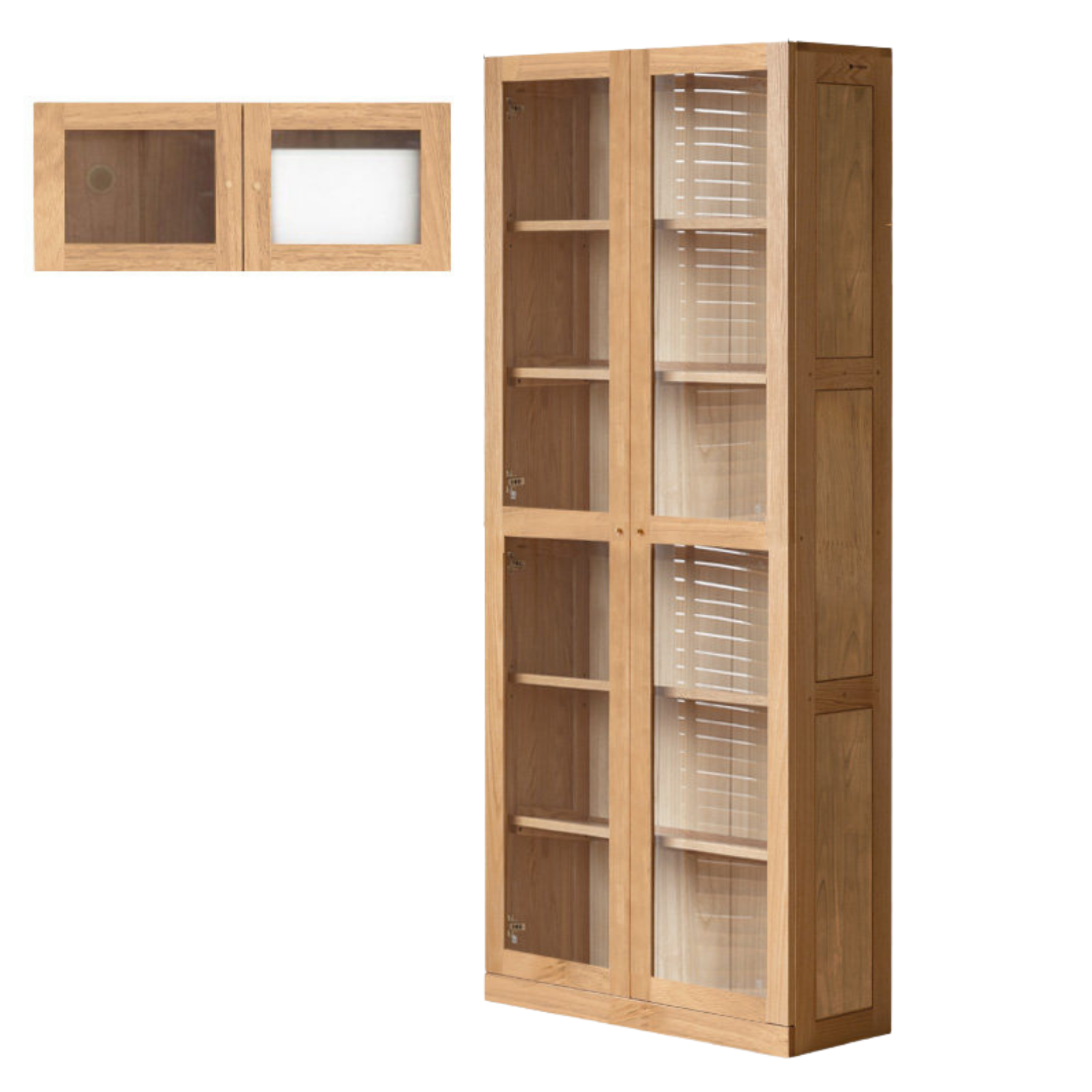 Oak, Solid Rubberwood Modern Bookcase Storage