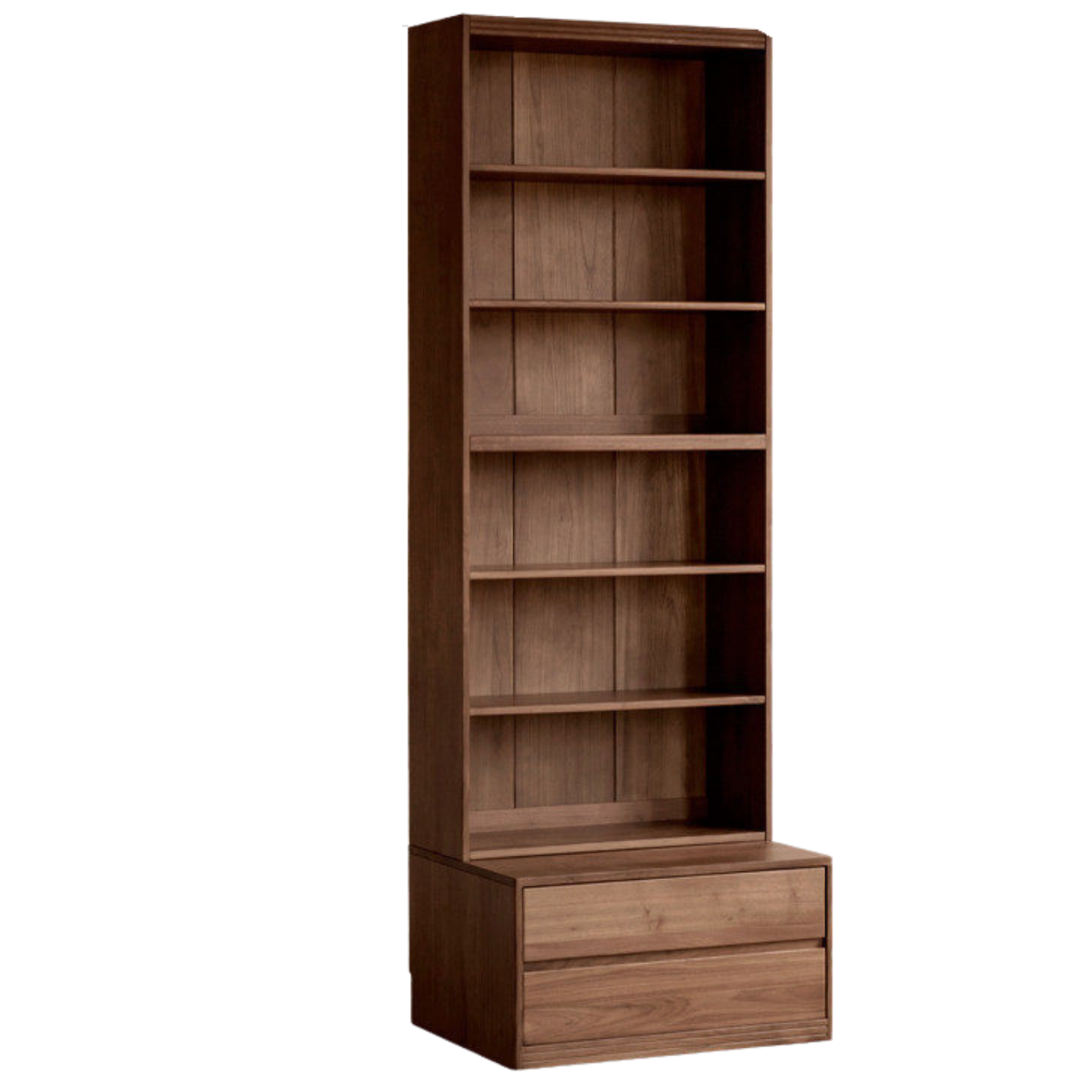 Solid Longan Hardwood, Ash Solid Wood Bookcase with Floor-to-Deck and Wall-Mounted Display Cabinet
