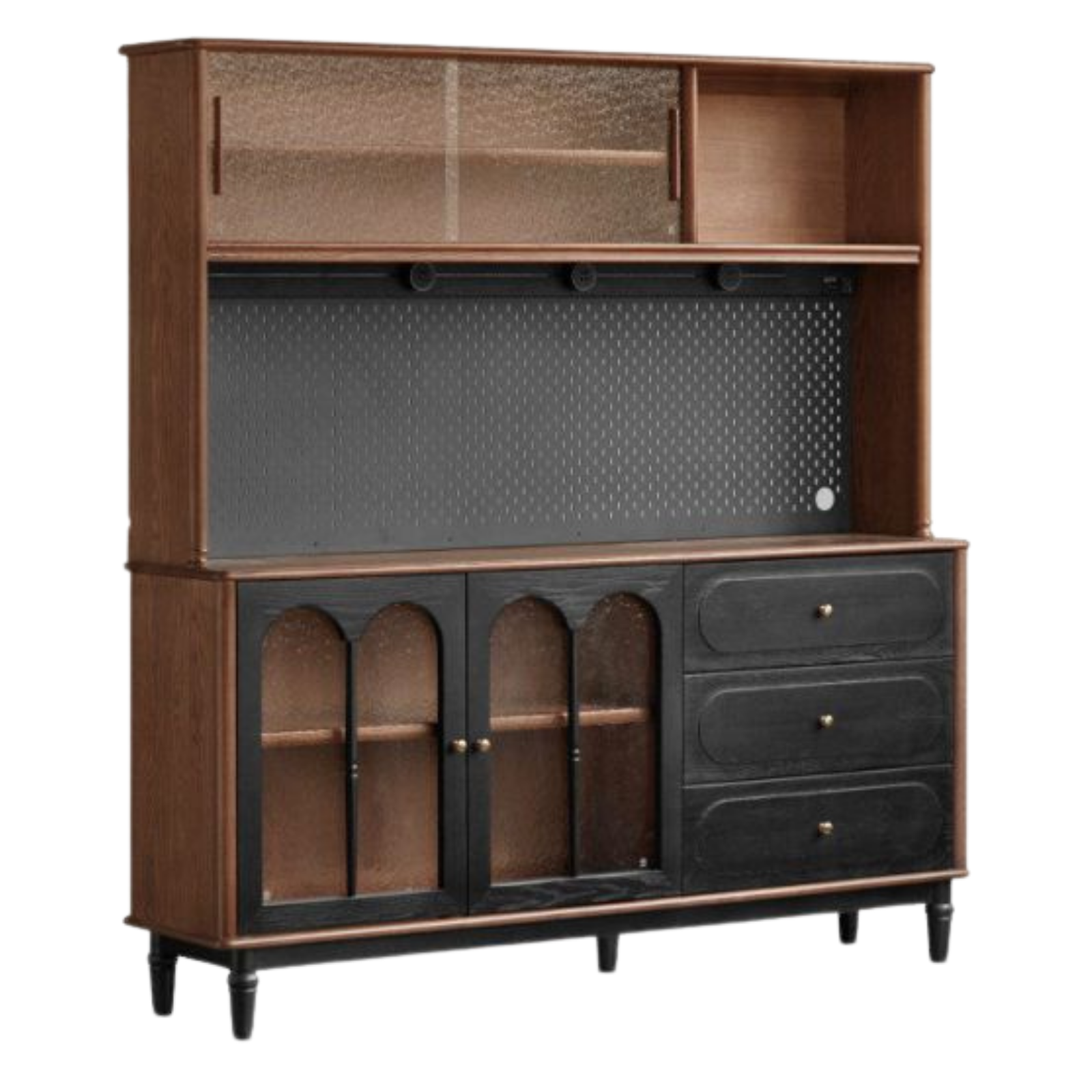 Ash Solid Wood Sideboard with American Retro Style and Storage Cabinet