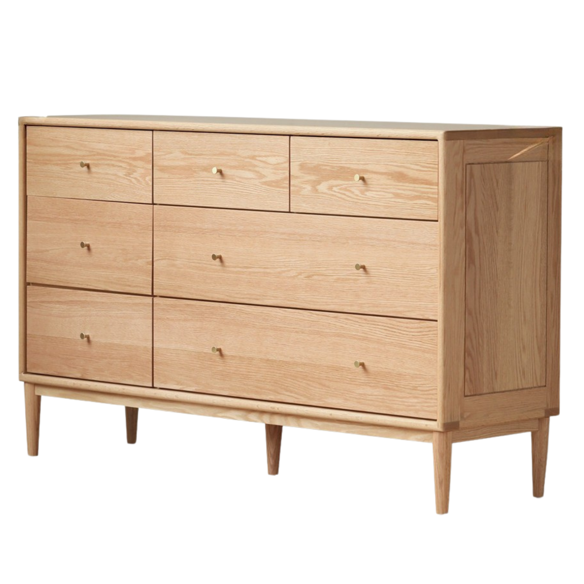 Oak Solid Wood, Solid RubberWood Nordic Chest of Drawers