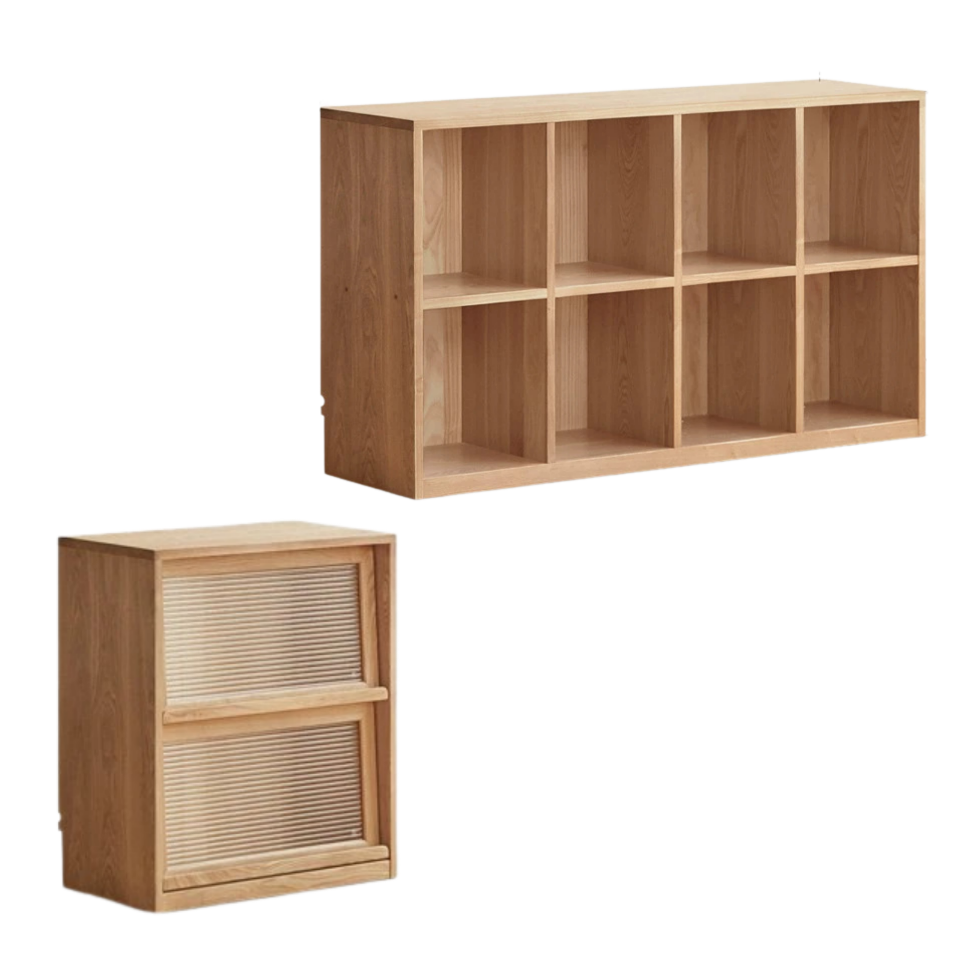 Ash Solid Wood Bookcase Storage Cabinet