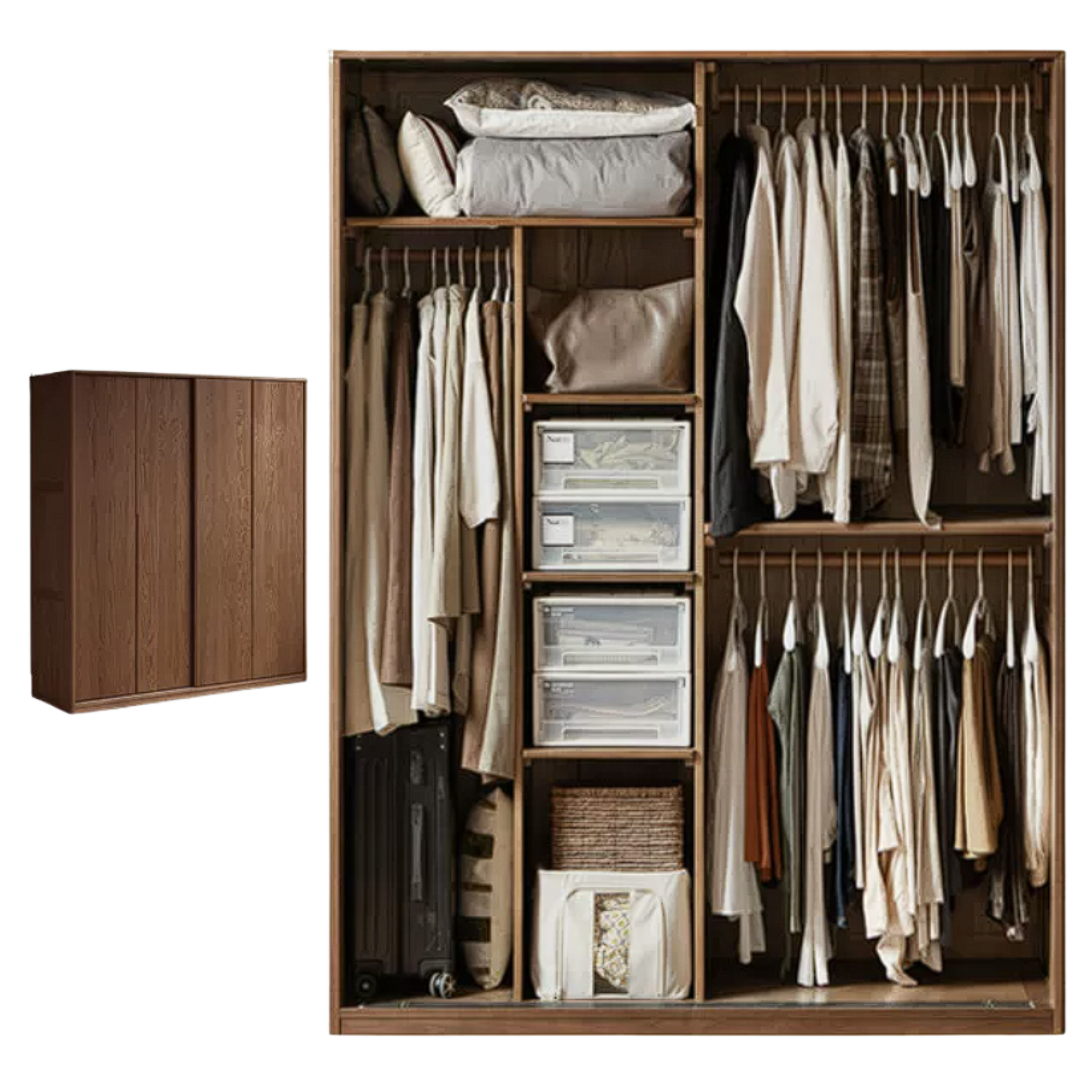 Oak Solid Wood Sliding Door Wardrobe.