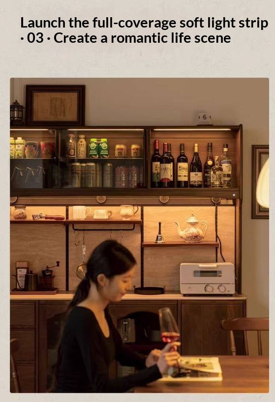 Black Walnut Solid Wood Buffet Cabinet with Retro Style and Rock Board Surface