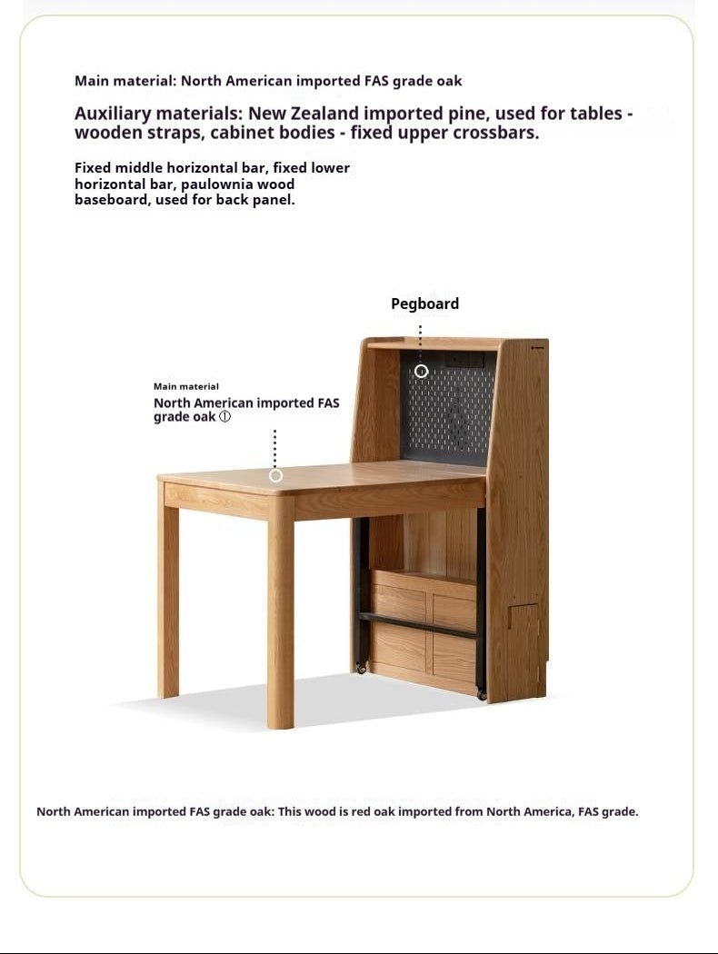 Oak Solid Wood Modern Minimalist Extendable Dining Table