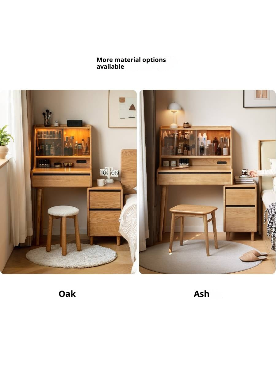 Black Walnut, Sandalwood Solid Wood Light Luxury Multifunctional Dressing Table