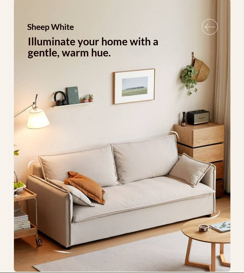 Cream-style washable fabric sofa with relaxed silhouette