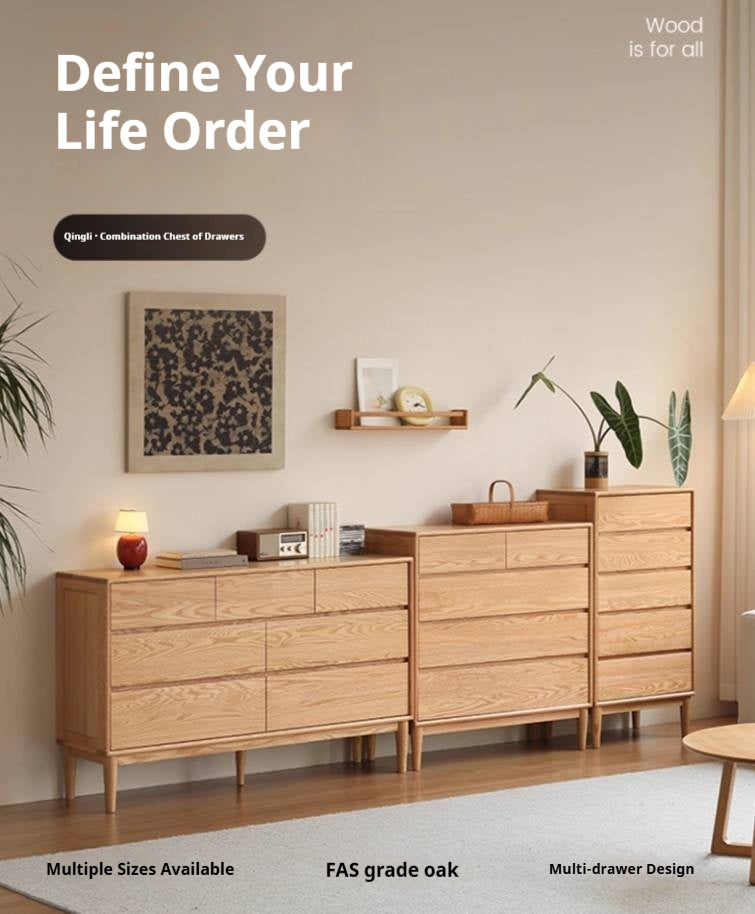 Oak Solid Wood Five-Drawer Chest