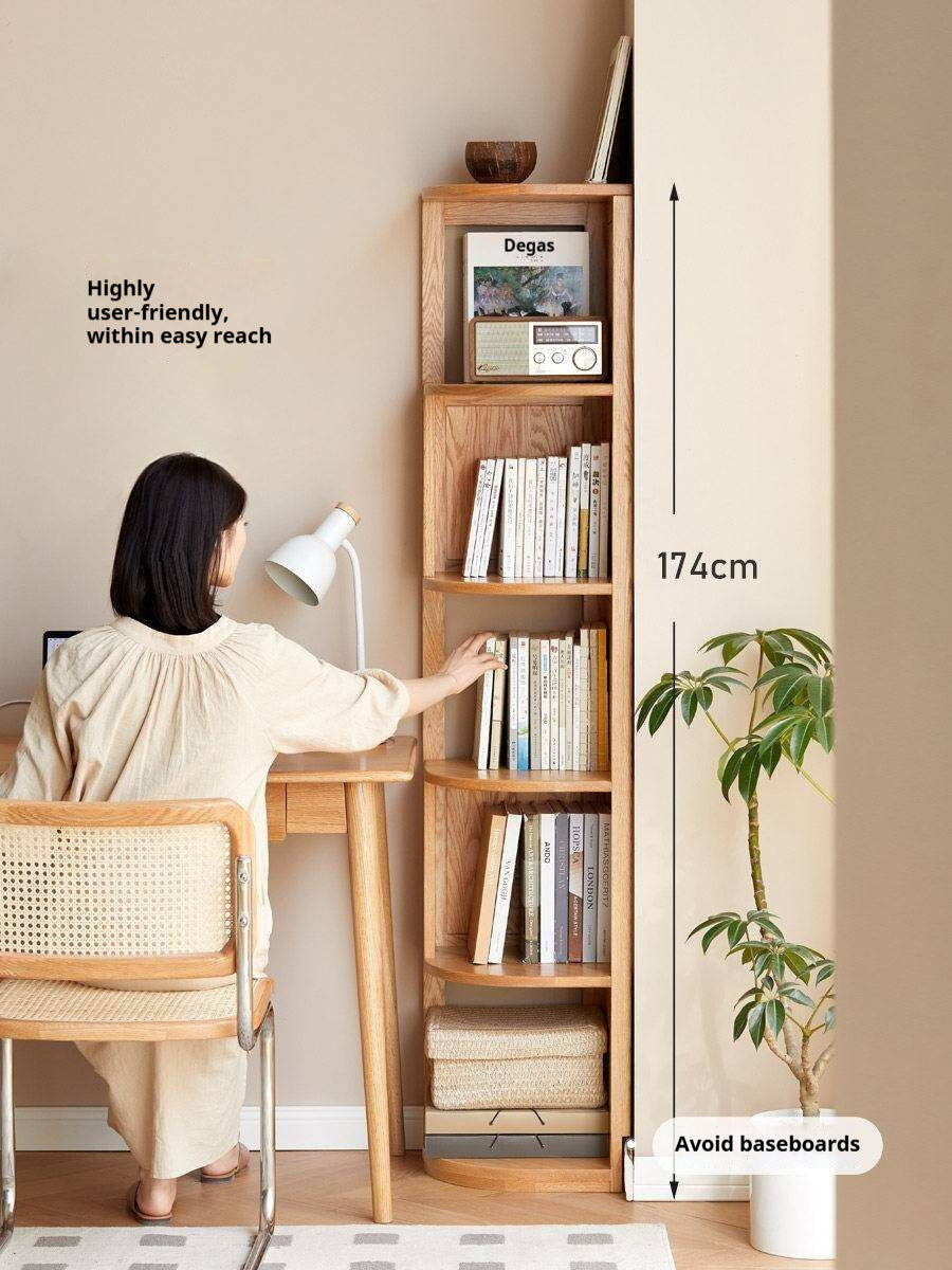 Ash, Oak, Solid RubbberWood Corner Bookshelf