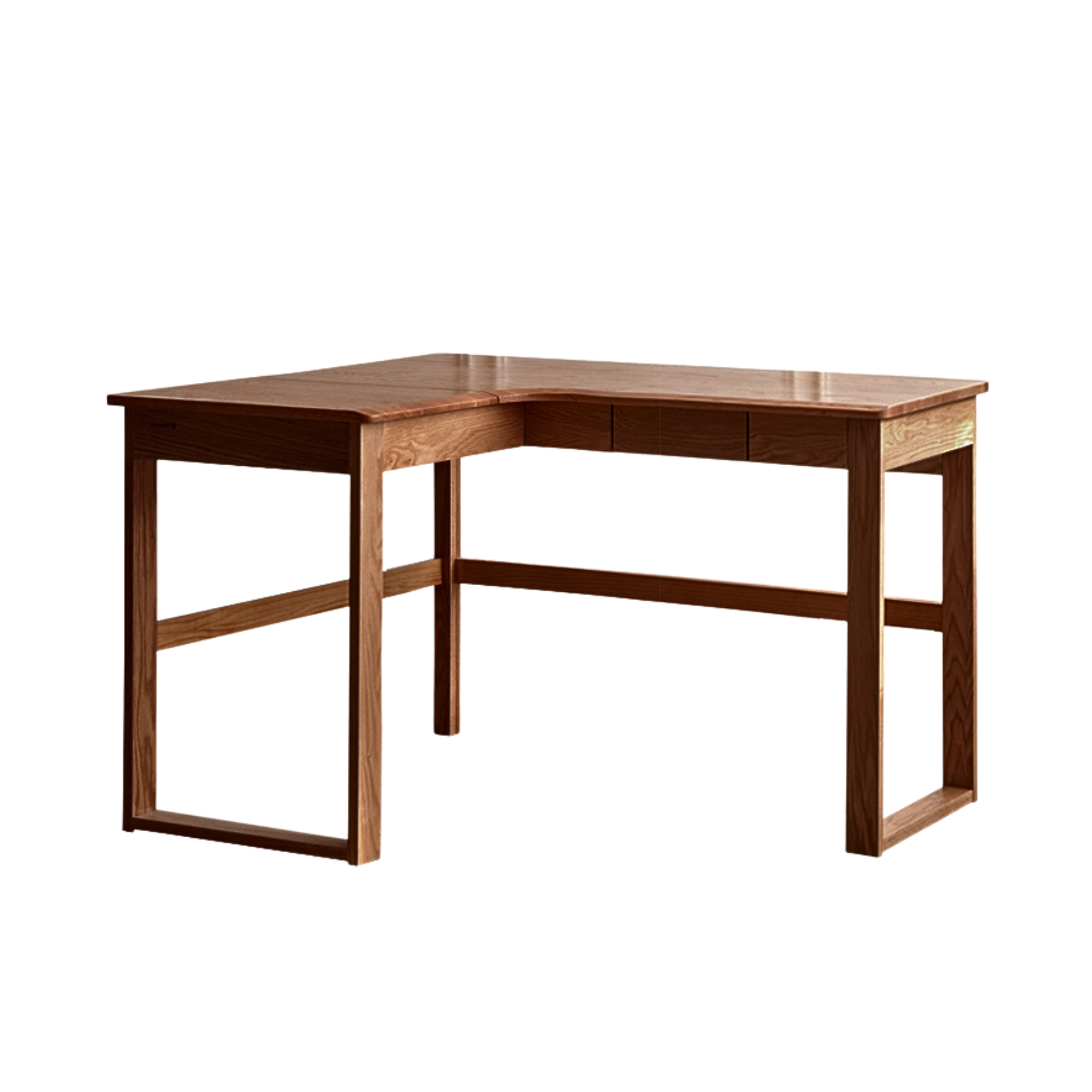 Oak Solid Wood L-shaped Corner Office Desk