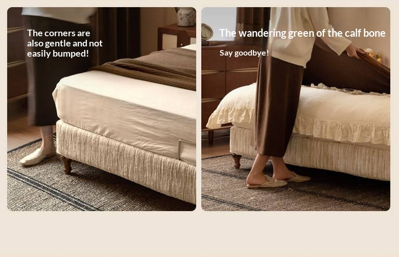 Fabric Soft Headboard Bed French Retro Style