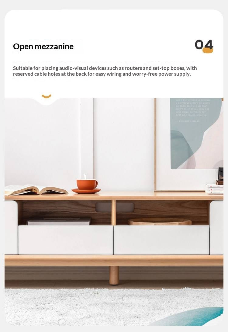 Oak Solid Wood TV Cabinet with Storage.