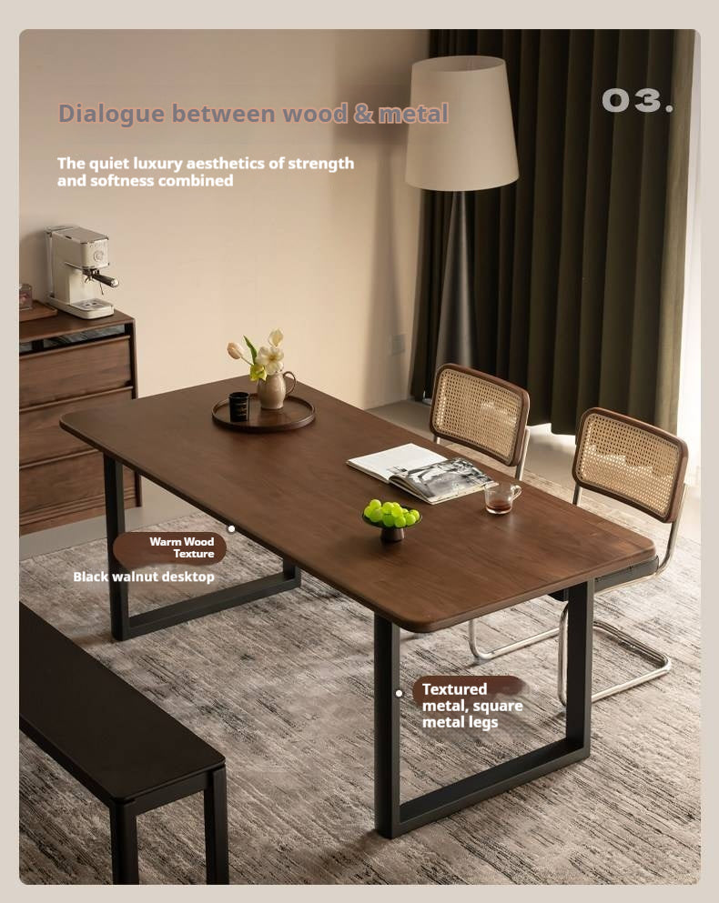 Black Walnut, Sandalwood Solid Wood Italian Light Luxury Dining Table