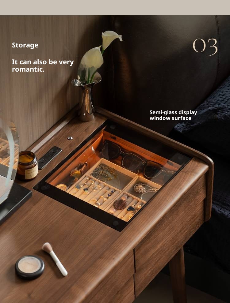 Black Walnut Solid Wood Italian Light Luxury Dressing Table