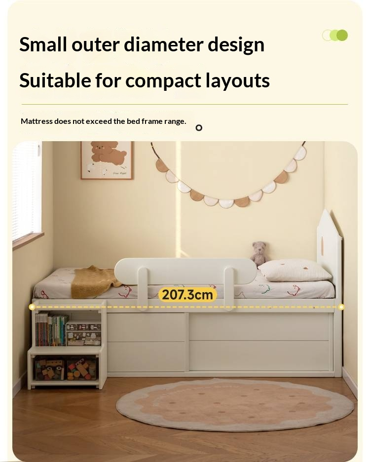 Rubberwood Solid Wood Children's White Storage Box Bed