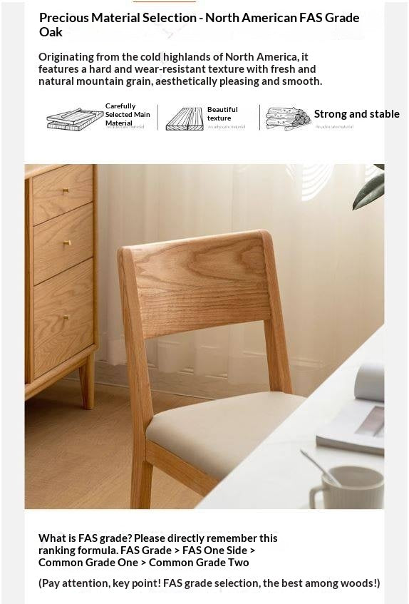 4 pcs set Oak Solid Wood Soft Packed Dining Chair