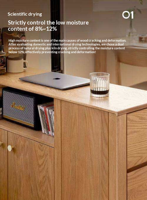 Oak Solid Wood, Solid RubberWood Nordic Modern Sideboard