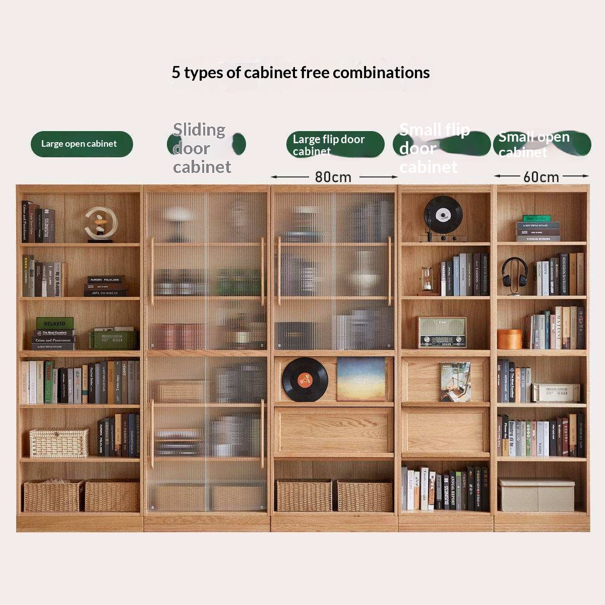 Ash, Oak, Cherry Solid Wood Bookshelf Integrated Wall-Mounted