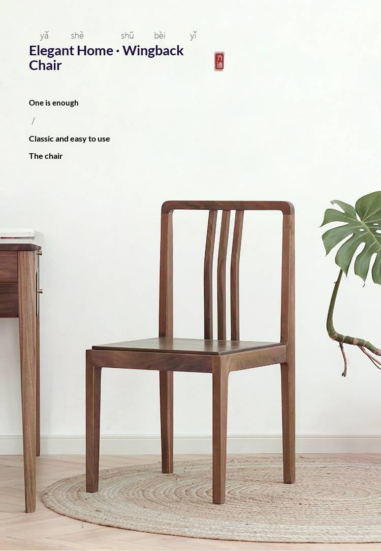 Set 4 pcs Black Walnut, Ash Solid Wood Dining Chair with Backrest 4pcs