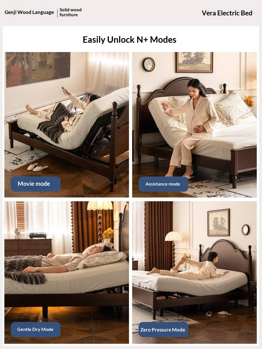 Poplar Solid Wood Adjustable Bed Frame with Arched Spindle Post Headboard