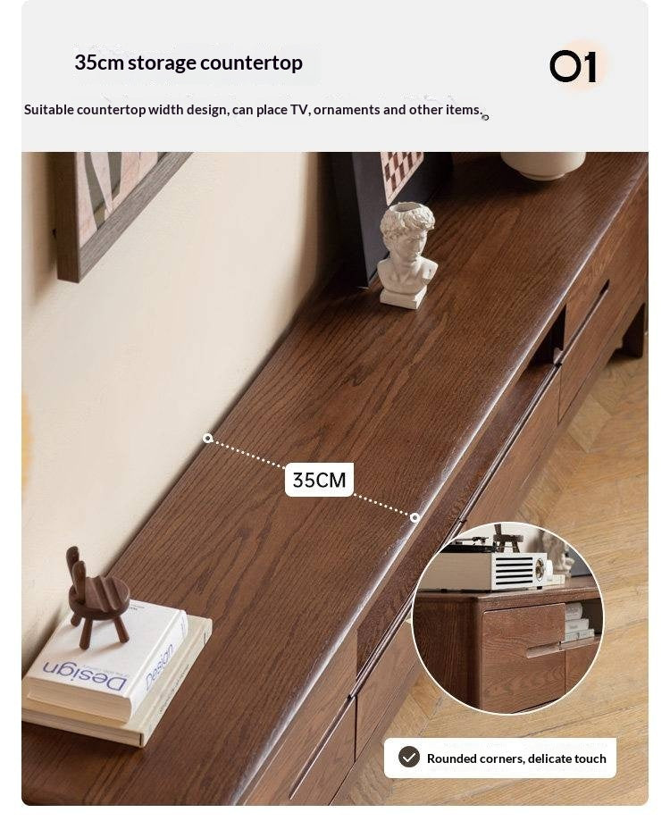 Oak, Solid Rubberwood Nordic Floor TV Cabinet.