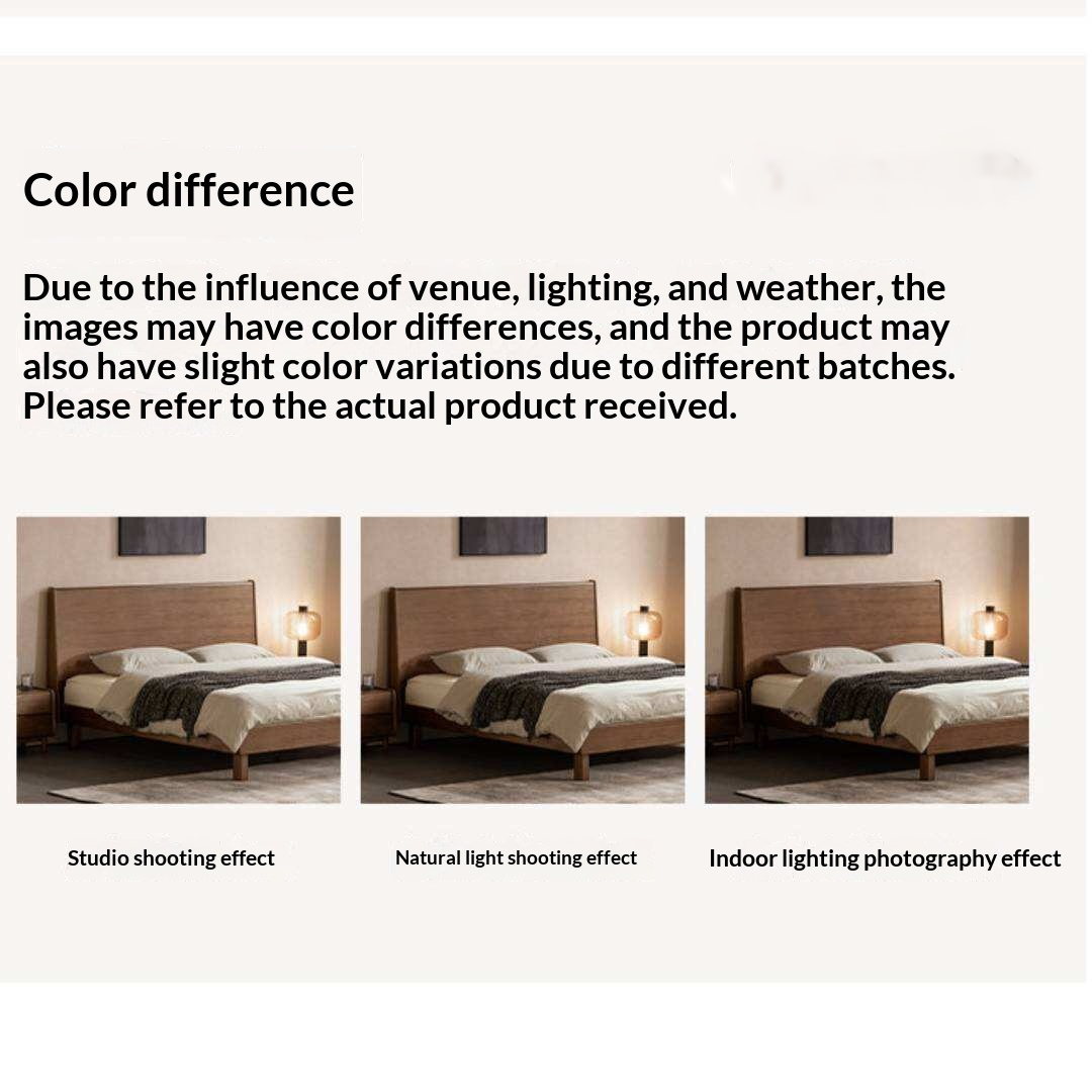 Black Walnut Solid Wood Bed with Sleek Light Luxury Finish