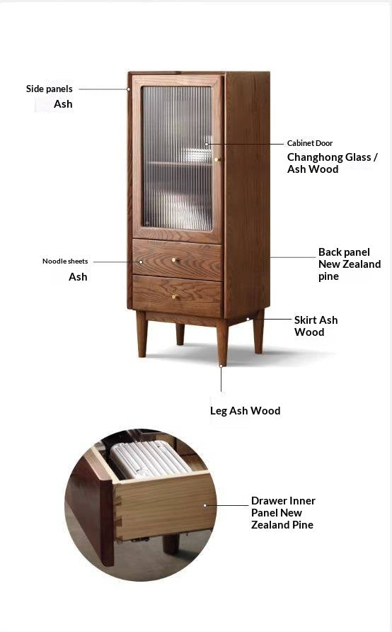Ash Solid Wood Narrow Side Cabinet.
