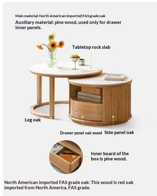 Oak, Ash, White Ash Solid Wood Rock Plate Coffee Table