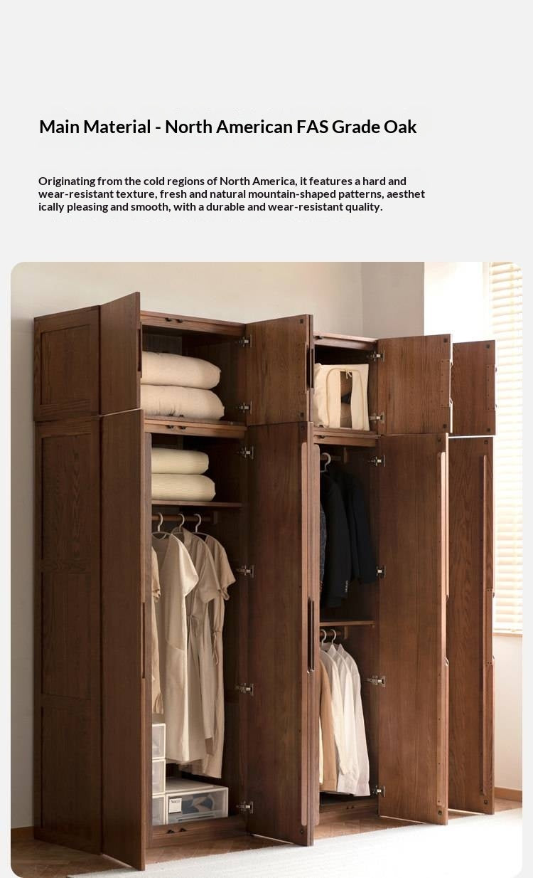 Oak, Solid Rubberwood Modern Wardrobe