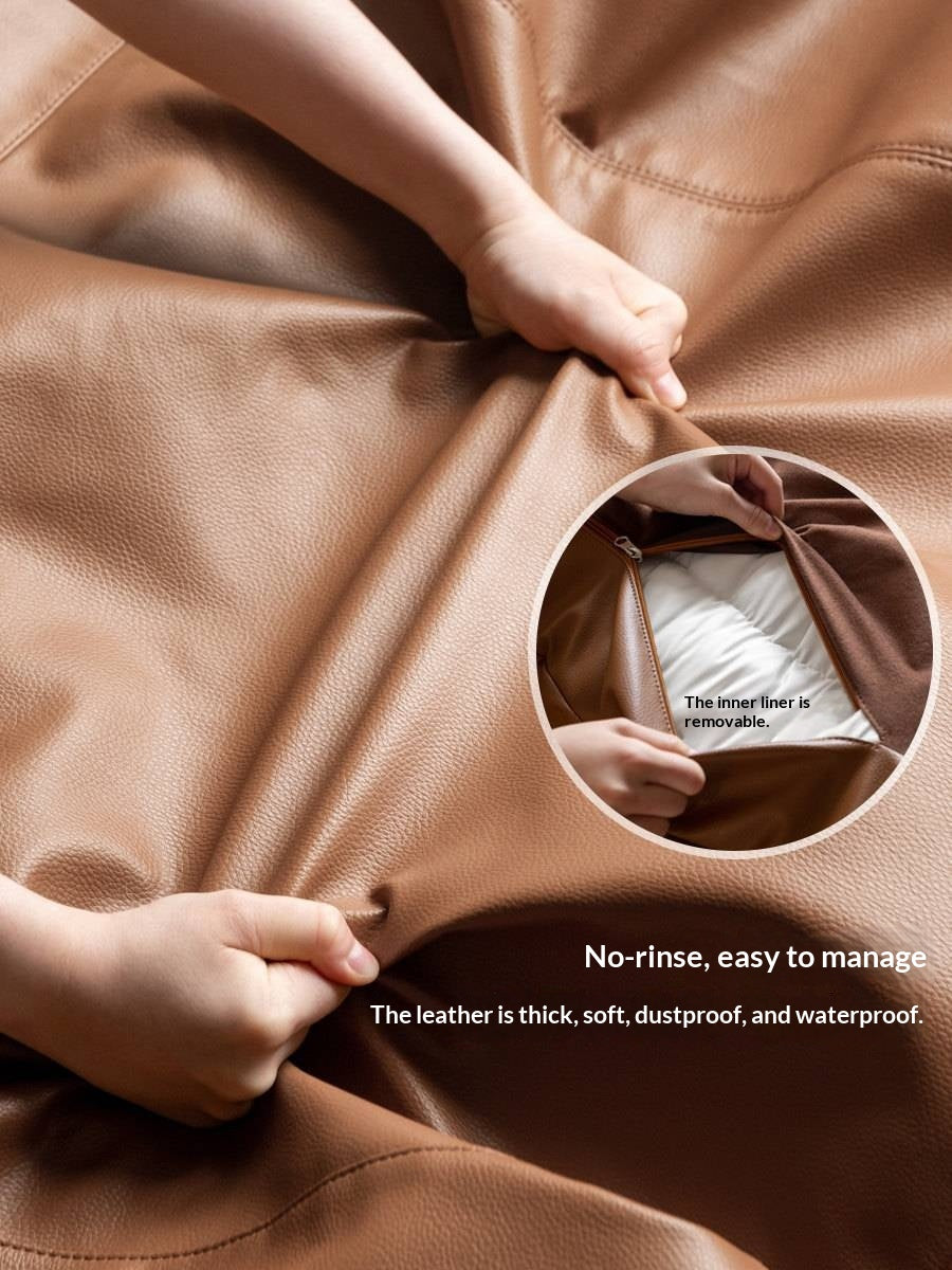 Soft Leather Headboard with Large Cushioned Backrest