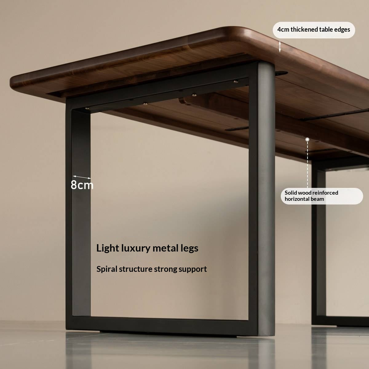 Black Walnut, Sandalwood Solid Wood Italian Light Luxury Dining Table