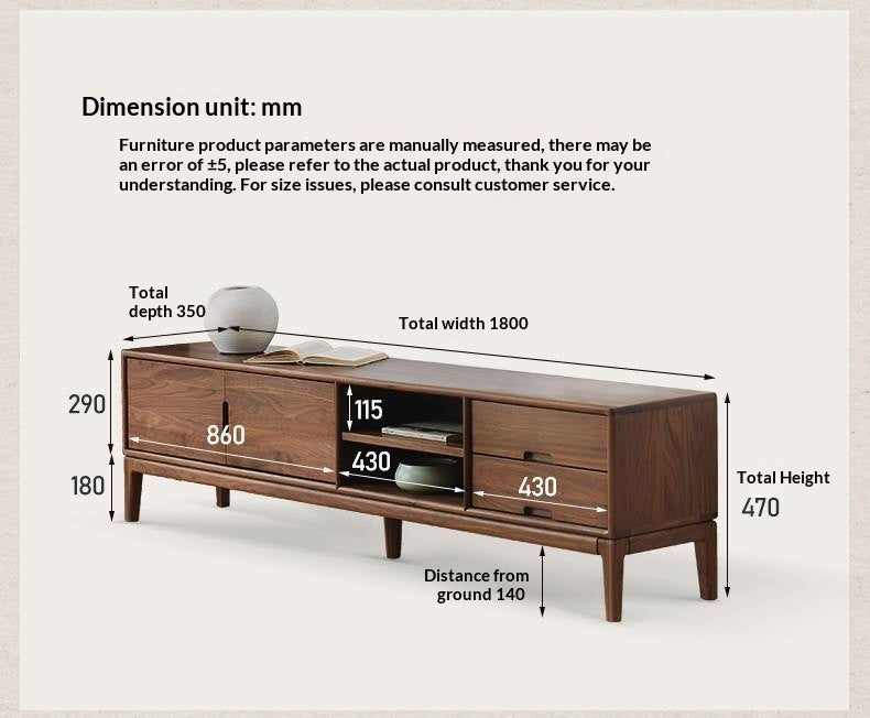 Ash, Black Walnut Solid Wood Modern Simple TV Cabinet