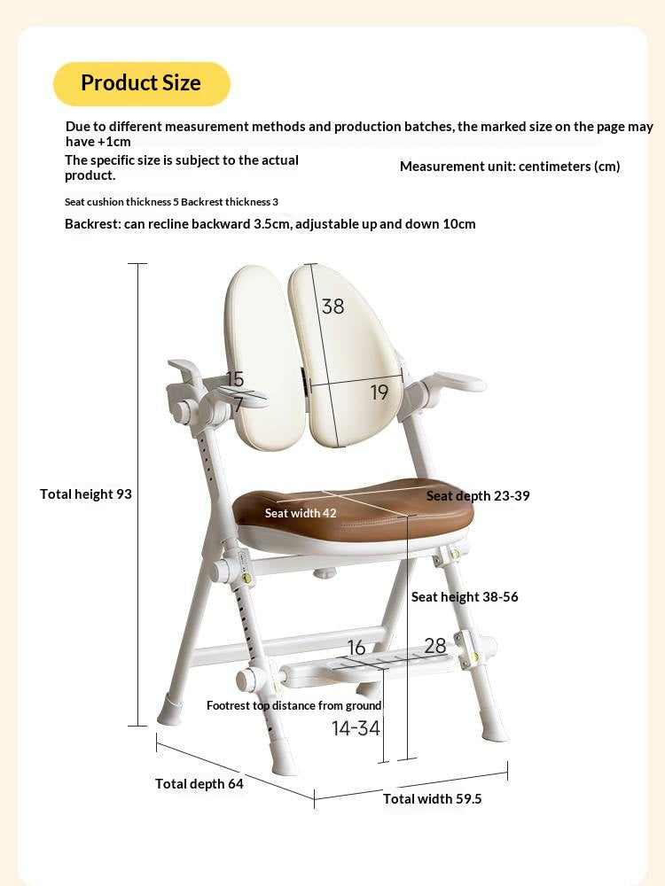 Ergonomic Kids Study Chair with Double Back Support and Adjustable Footrest