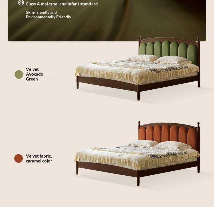Ash Solid Wood Arched Channel Tufted Platform Bed with Turned Posts