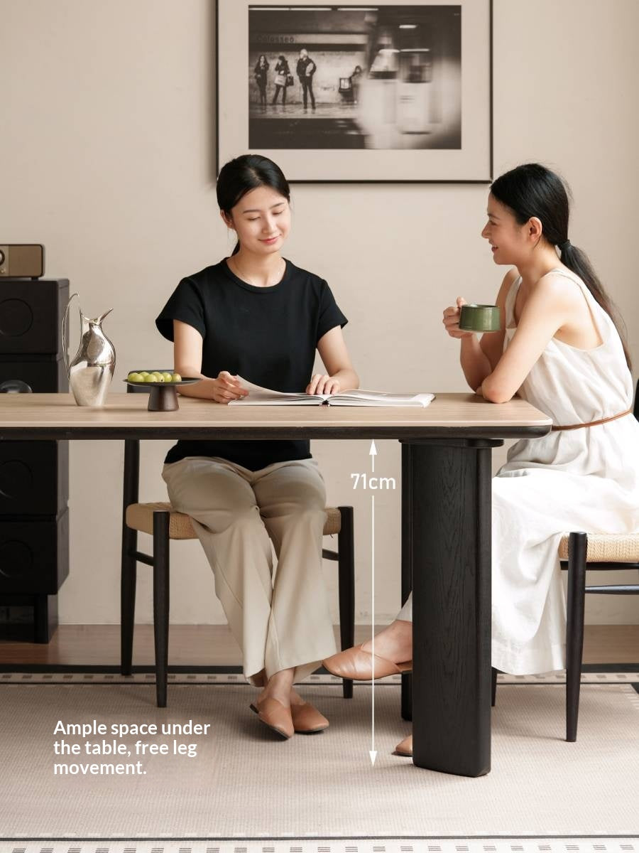 Oak Solid Wood Modern Cave Stone Rock Plate Dining Table