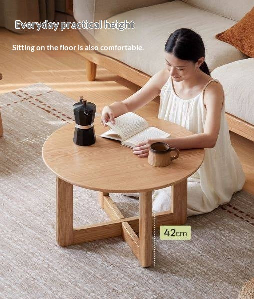 Oak Solid Wood Modern Round Coffee Table