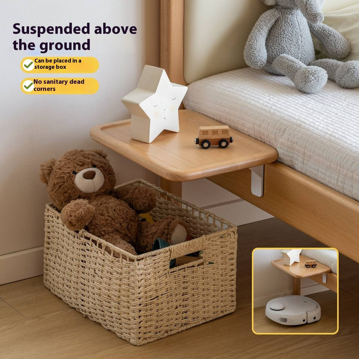 Beech Solid Wood Children's Creative Bedside Storage Rack
