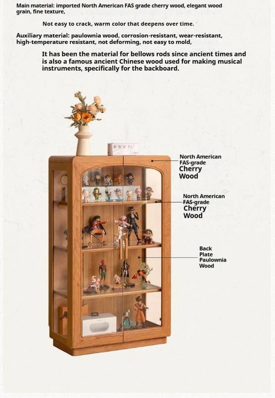 Cherry Solid Wood Retro Style With Light Side Cabinet
