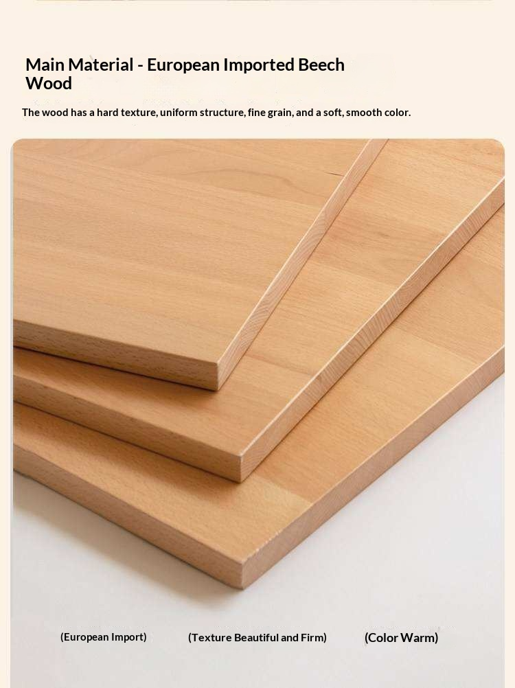 Beech Solid Wood Children's Loft Bed with Under-Table and Storage