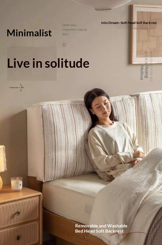 Fabric Bed Headboard Pillow with Large Removable Backrest Cushion