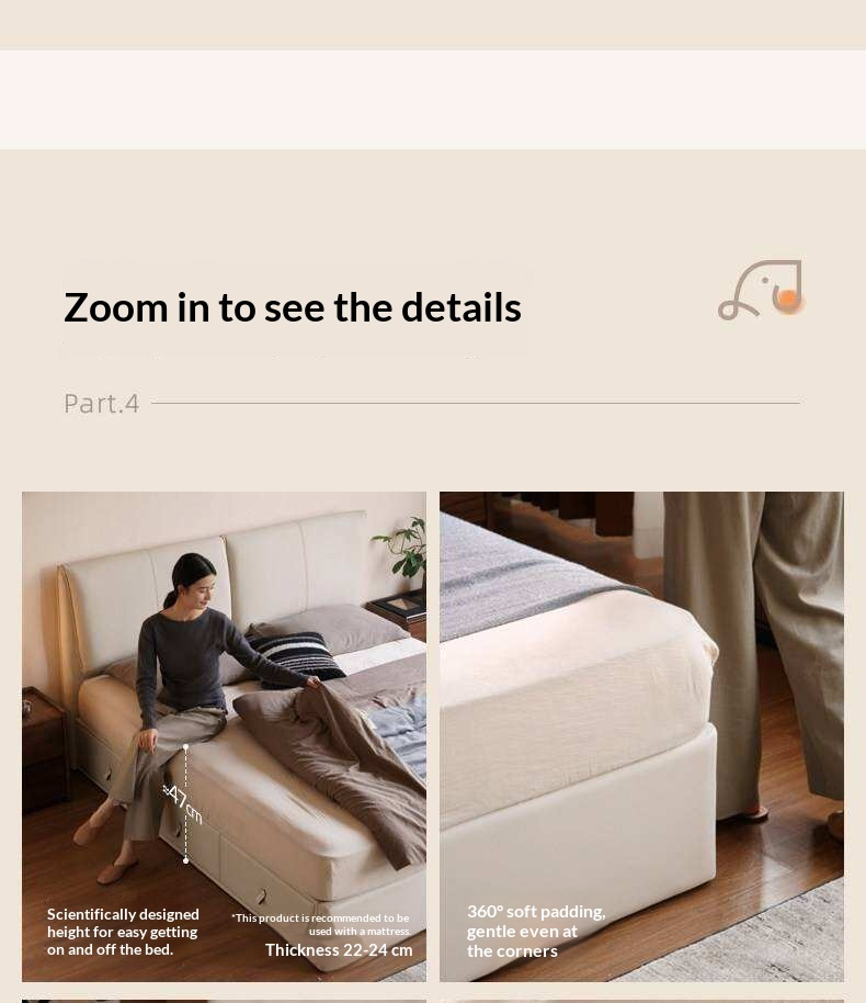 Genuine Leather Upholstered Lift-Up Storage Bed