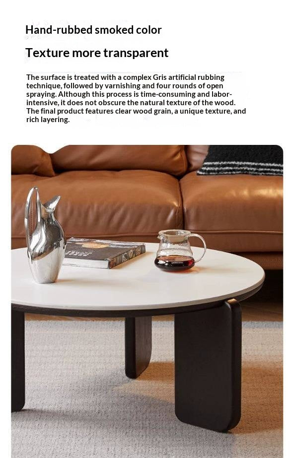 Oak Solid Wood Slate Black Coffee Table