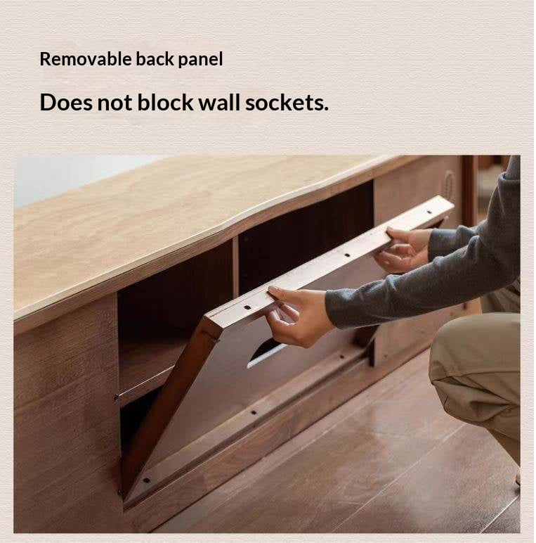 Black Walnut Solid Wood TV Cabinet with Vintage Style Floor-Standing Design