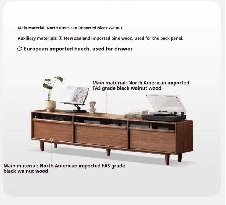 Black Walnut Solid Wood Modern TV Cabinet Locker Integrated.