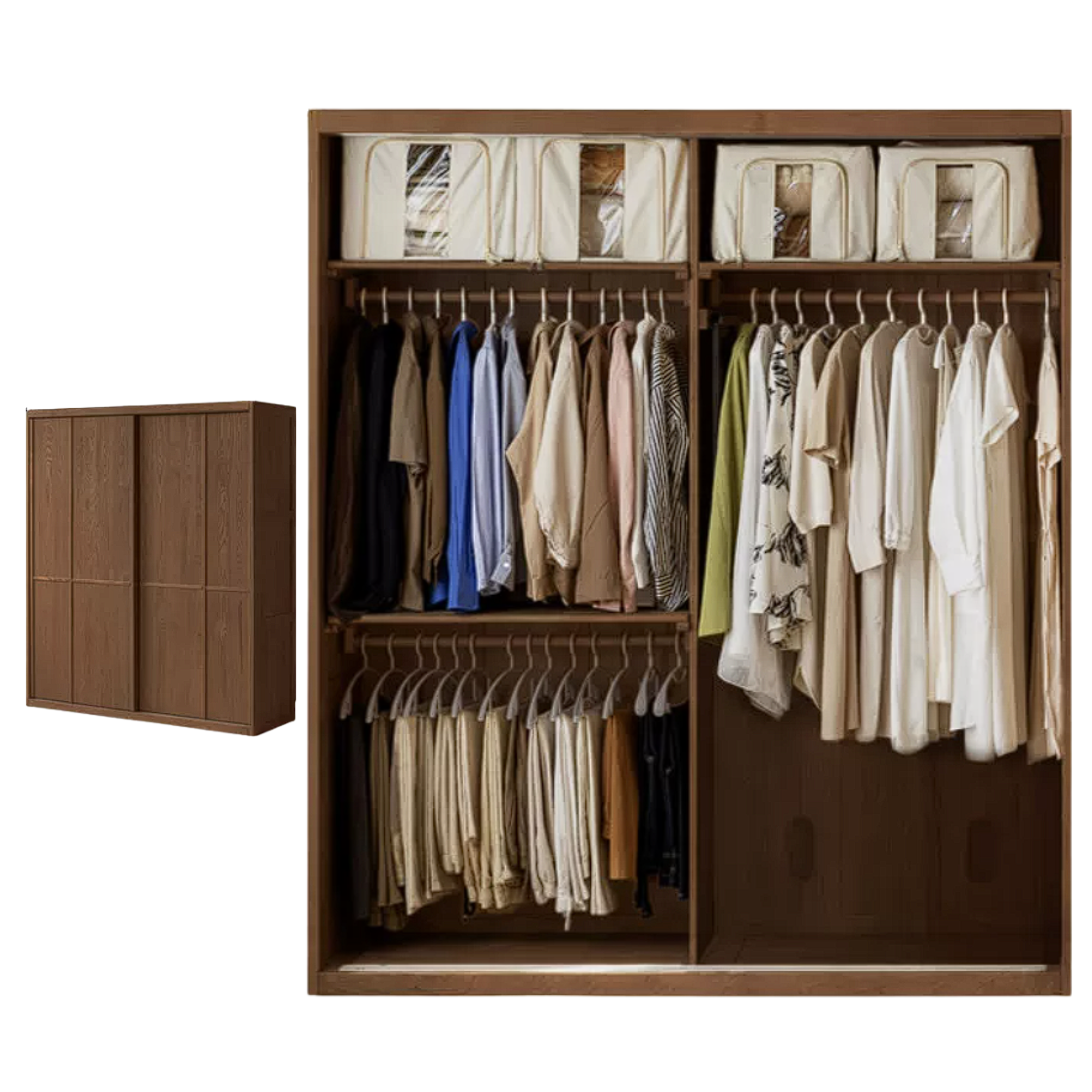 Ash Solid Wood Modern Wardrobe With Sliding Doors