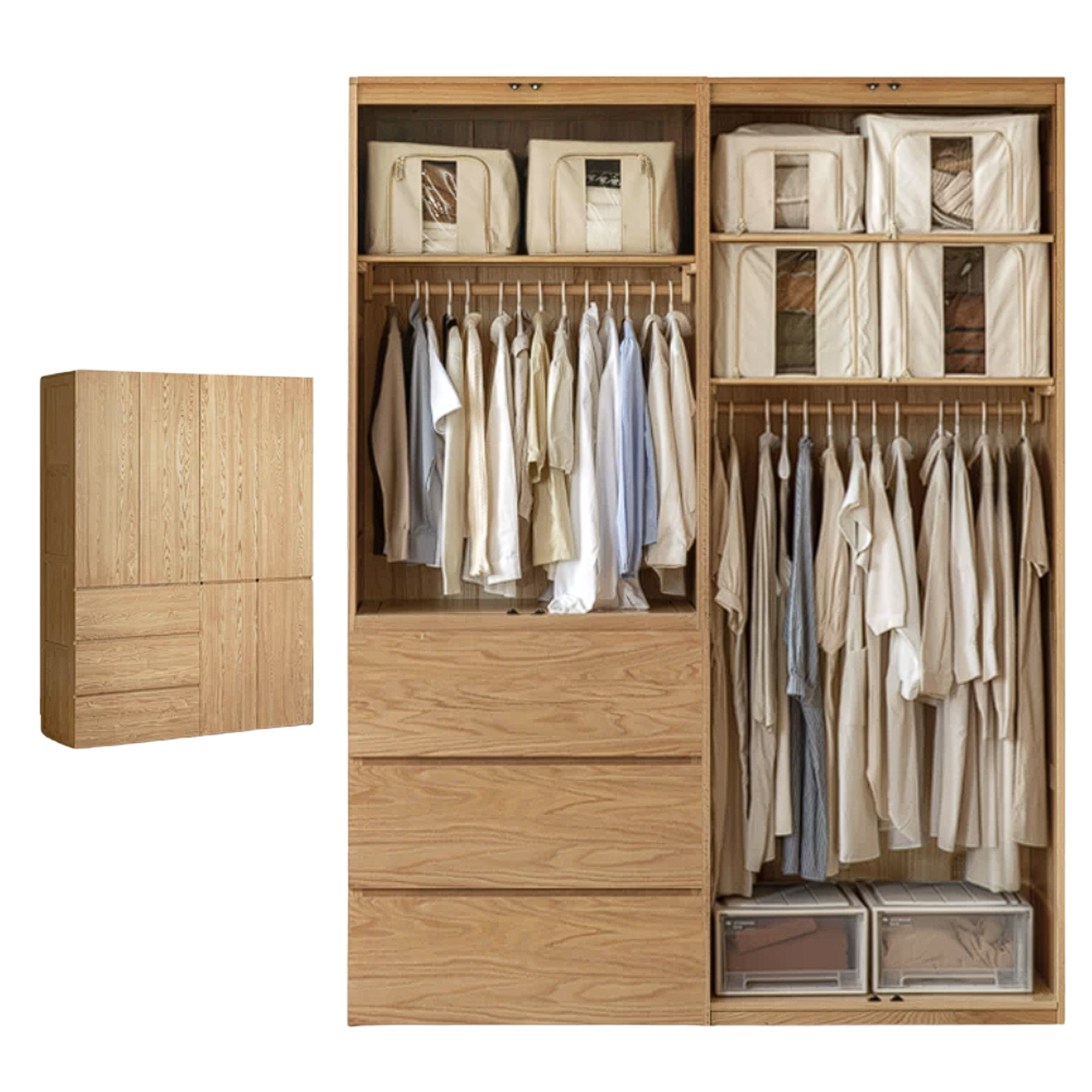 Oak, Ash Solid Wood Sectional Wardrobe