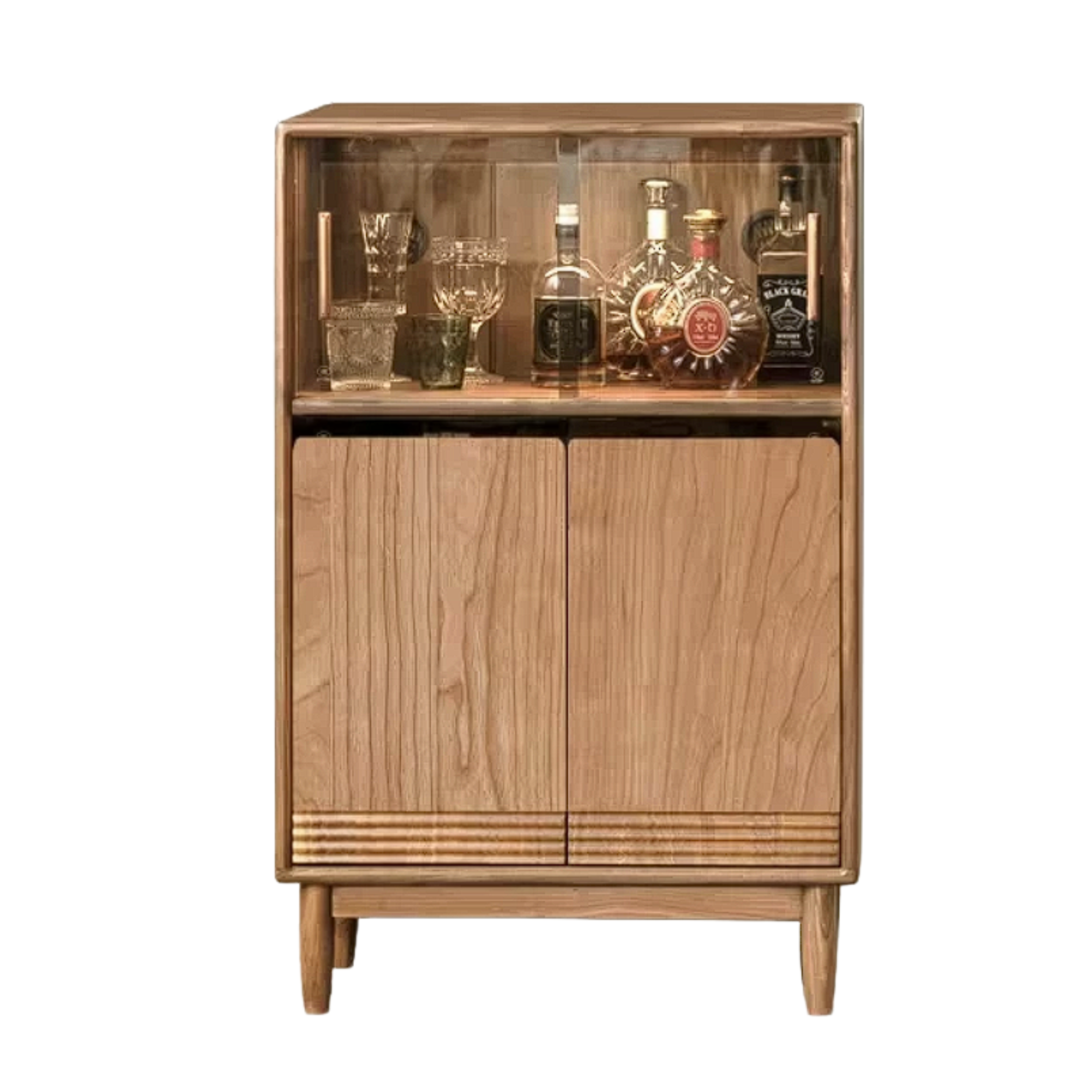 Black Walnut, Golden Rosewood, Oak, Ash, Cherry Solid Wood Side Cabinet with Minimalist TV Stand Storage Design