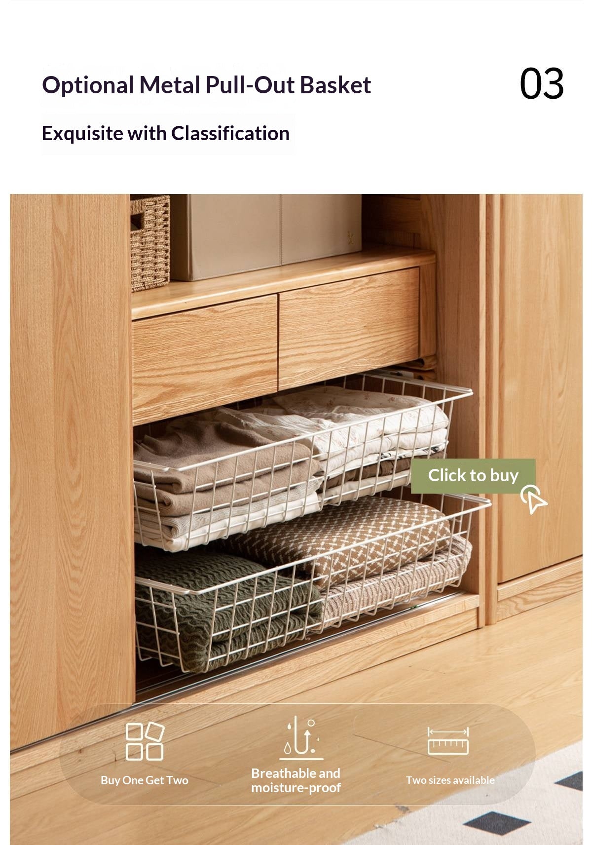 Oak Solid Wood Wardrobe Sliding Door.