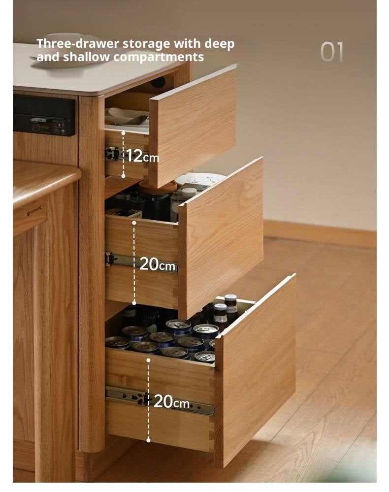 Oak, Beech Solid Wood Modern Rock Plate Island Table