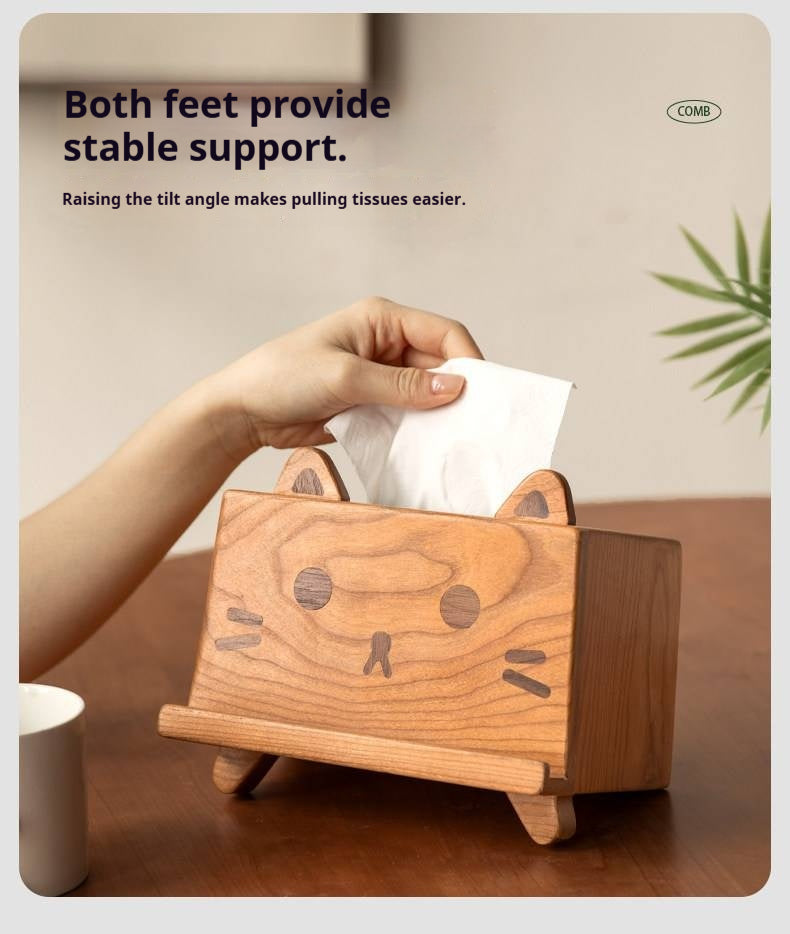 Cherry Solid Wood Tissue Box with Clean Minimal Design