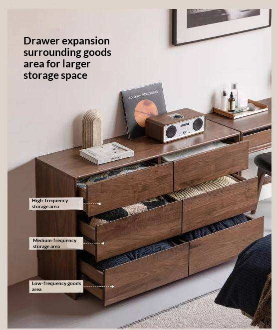 Black Walnut Solid Wood Vanity Desk and Dresser Combo, Italian Style